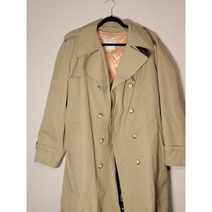 Woodmere Men's Tan Trench Coat with Faux Fur Lining Size 42L‎
